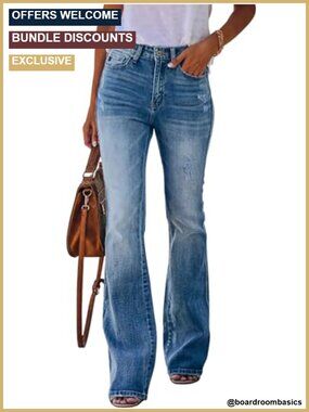 High Rise Wide Leg Bootcut Stretch Denim Jeans